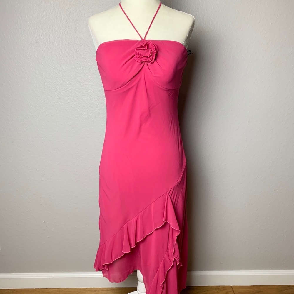 New Georgiou Studio Barbie Hot Pink Halter Top Sexy Dress